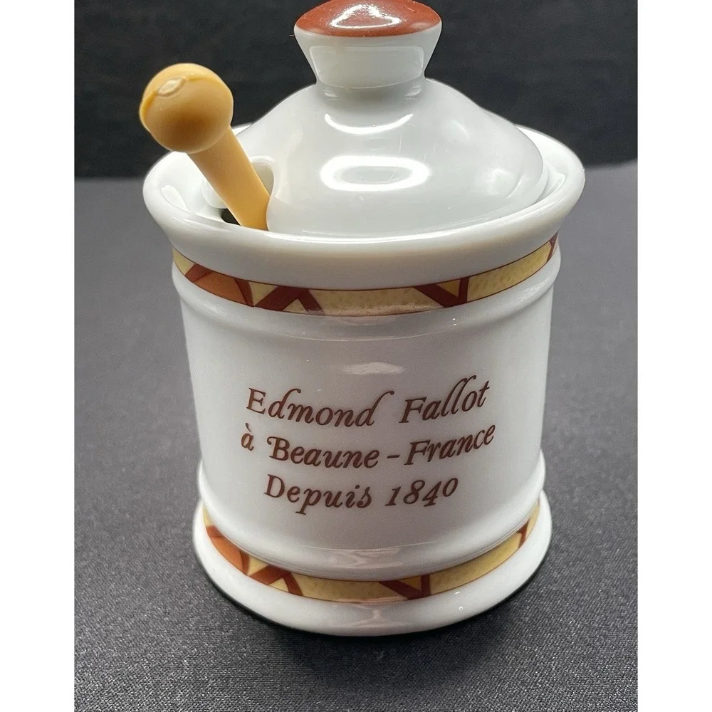 Vintage 1973‎ Bernard Loiseau Mustard Pot Jar. Made France by Edmond Fallot.